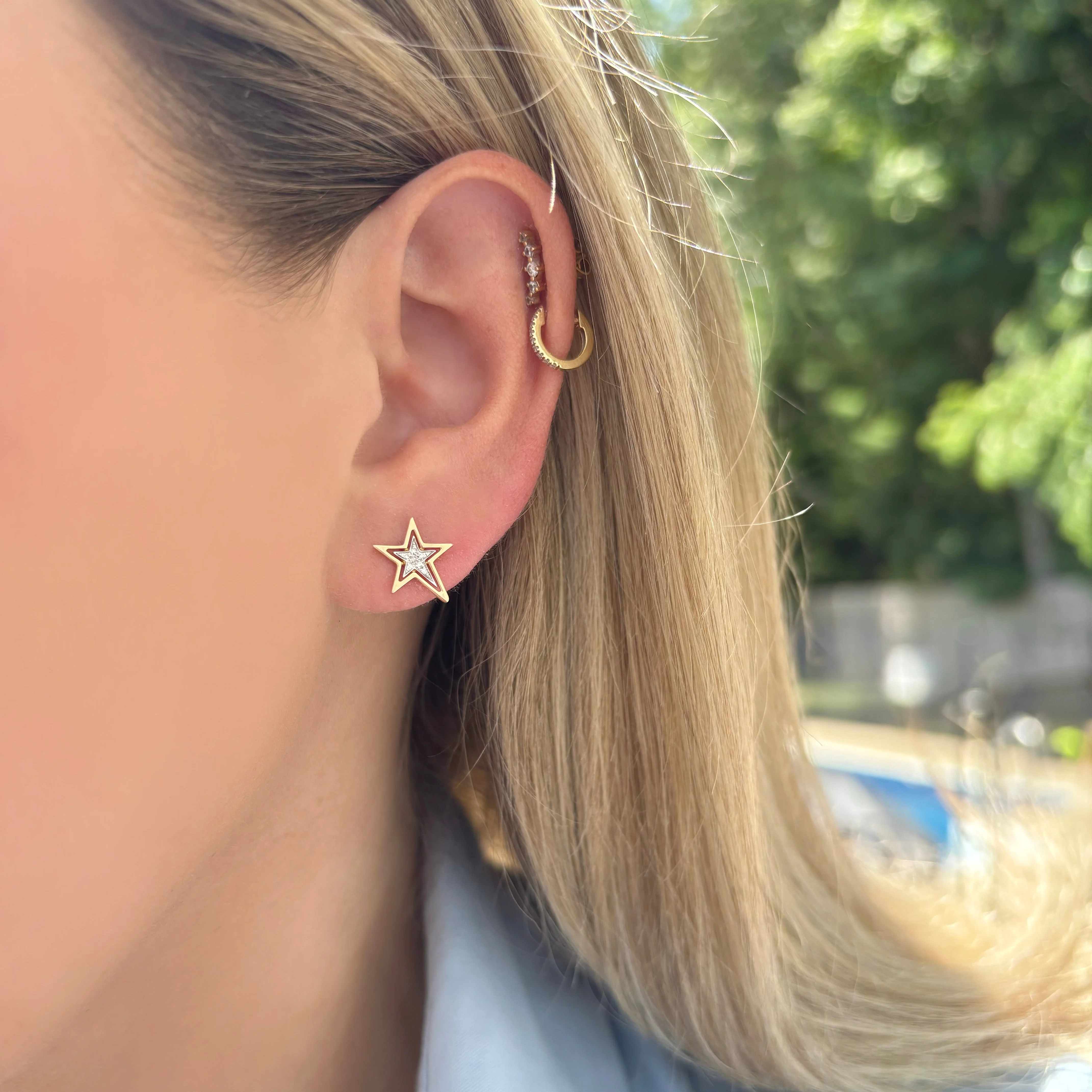 14K GOLD DIAMOND ZENA STAR STUDS - Image 2