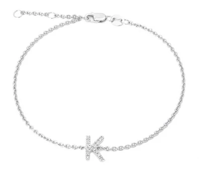 STERLING SILVER DIAMOND INITIAL BRACELET - Image 12