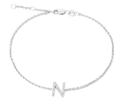 STERLING SILVER DIAMOND INITIAL BRACELET - Image 15