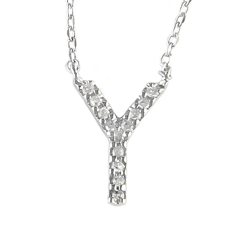 STERLING SILVER DIAMOND INITIAL NECKLACE - Image 3