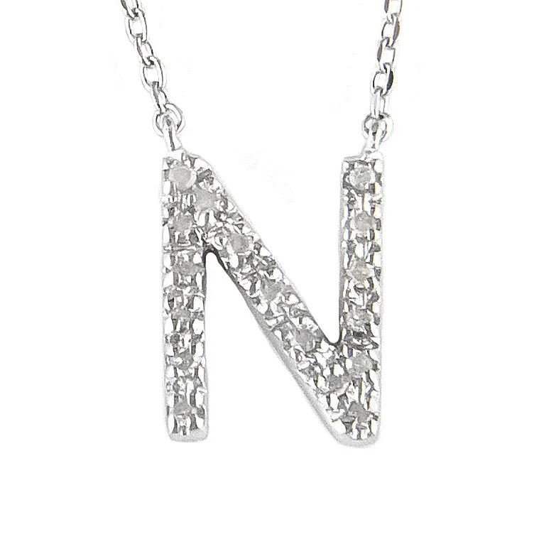 STERLING SILVER DIAMOND INITIAL NECKLACE - Image 9