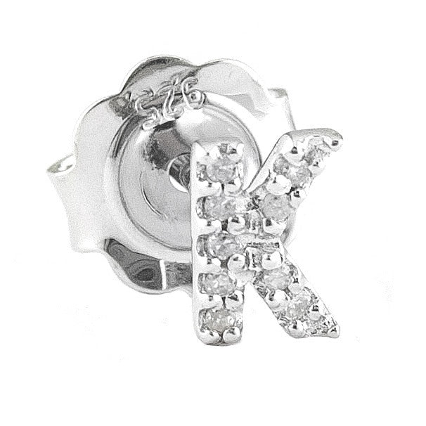 STERLING SILVER DIAMOND INITIAL SINGLE STUD - Image 12