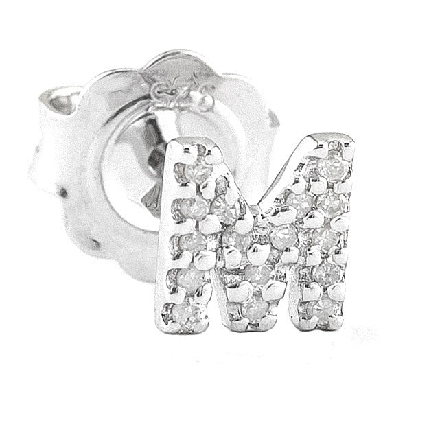 STERLING SILVER DIAMOND INITIAL SINGLE STUD - Image 14