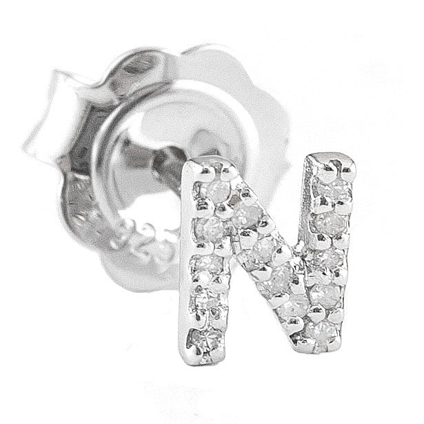 STERLING SILVER DIAMOND INITIAL SINGLE STUD - Image 15