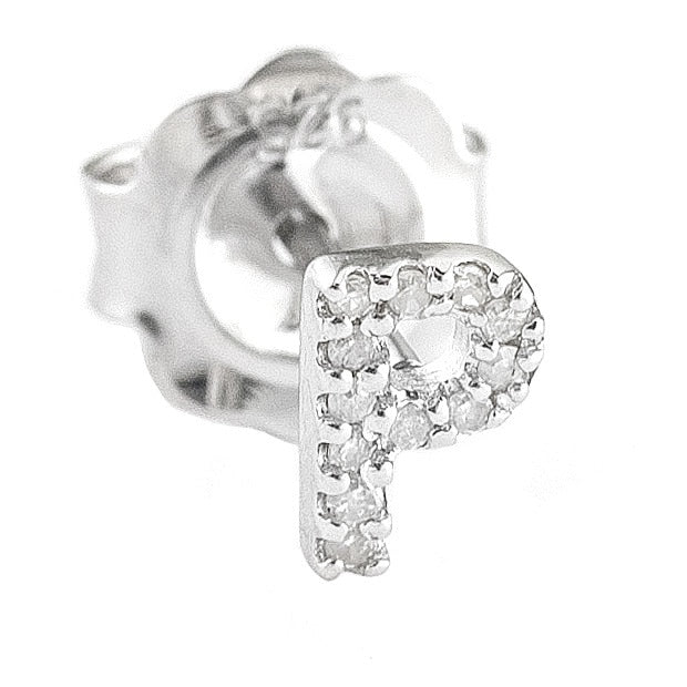 STERLING SILVER DIAMOND INITIAL SINGLE STUD - Image 17
