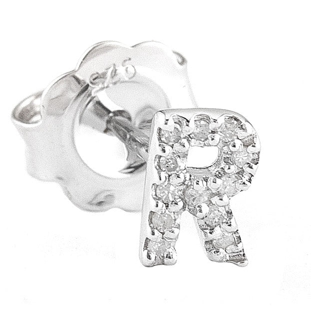 STERLING SILVER DIAMOND INITIAL SINGLE STUD - Image 19