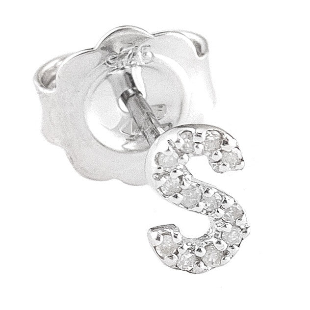 STERLING SILVER DIAMOND INITIAL SINGLE STUD - Image 20