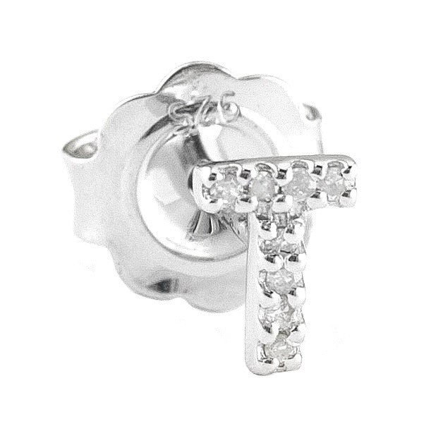 STERLING SILVER DIAMOND INITIAL SINGLE STUD - Image 21