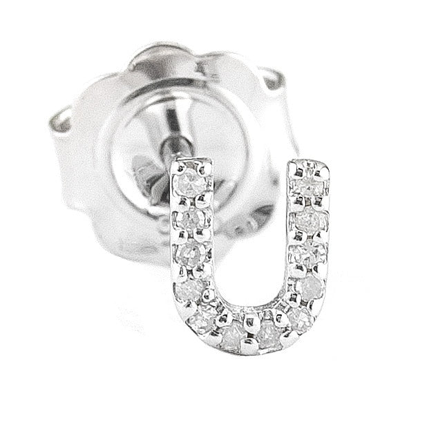 STERLING SILVER DIAMOND INITIAL SINGLE STUD - Image 22