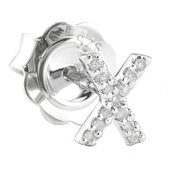 STERLING SILVER DIAMOND INITIAL SINGLE STUD - Image 24