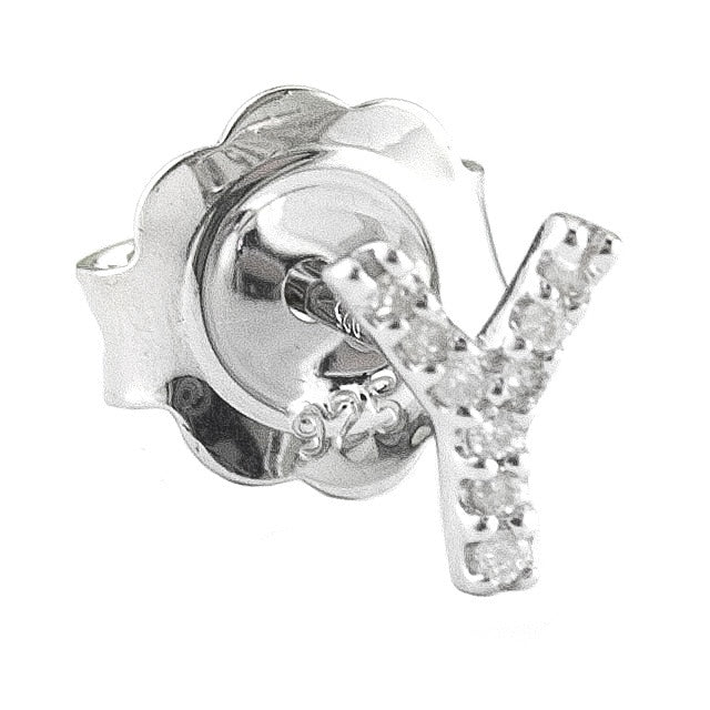STERLING SILVER DIAMOND INITIAL SINGLE STUD - Image 25
