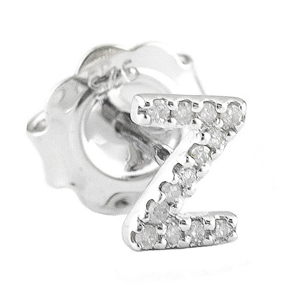 STERLING SILVER DIAMOND INITIAL SINGLE STUD - Image 26