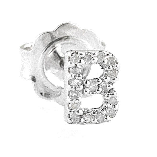 STERLING SILVER DIAMOND INITIAL SINGLE STUD - Image 3
