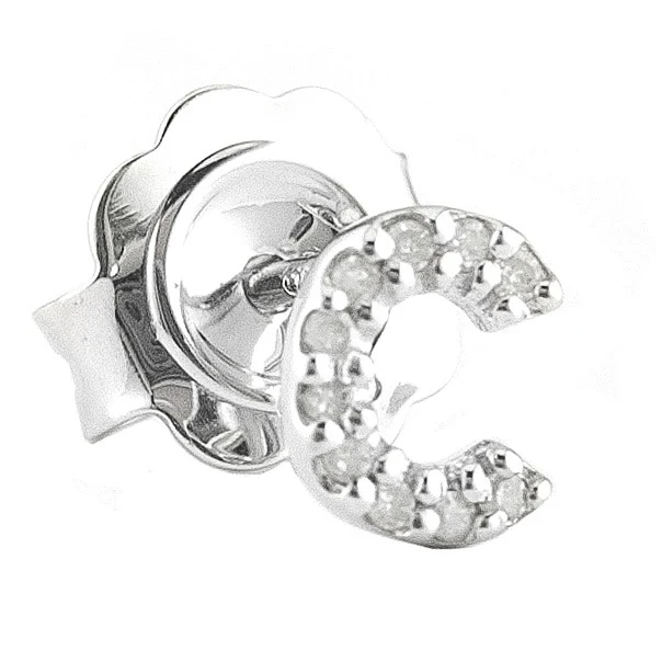 STERLING SILVER DIAMOND INITIAL SINGLE STUD - Image 4