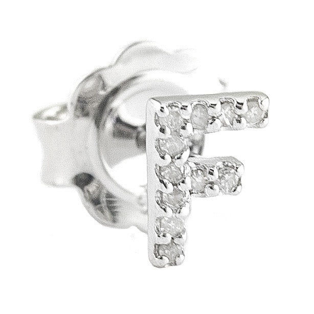 STERLING SILVER DIAMOND INITIAL SINGLE STUD - Image 7