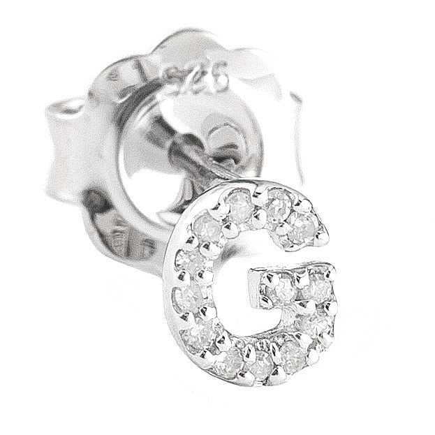 STERLING SILVER DIAMOND INITIAL SINGLE STUD - Image 8