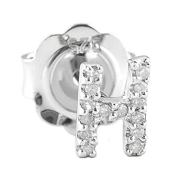 STERLING SILVER DIAMOND INITIAL SINGLE STUD - Image 9